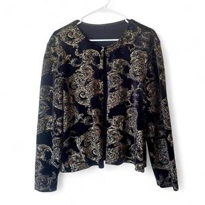 Vintage Black & Gold Baroque Velour Cardigan